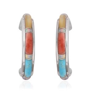 SANTA FE Style Multi Turquoise Hoop Earrings